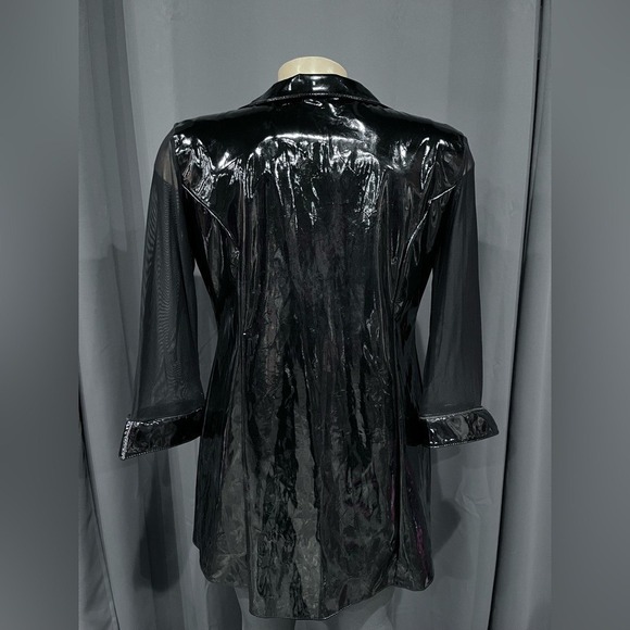 Women's 1x Diva Black Faux Leather Jacket with Mesh Sleeves. - Picture 3 of 8